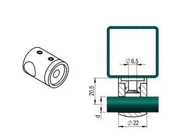 Querstabhalter Ø10,0 mm/flach DURCHGEHEND Edelstahl Traversenhalter Reling Geländer Relinggeländer V2A